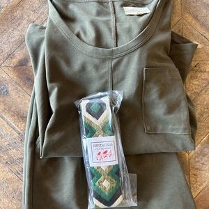 Green Lou & Gray top and shorts with strap.